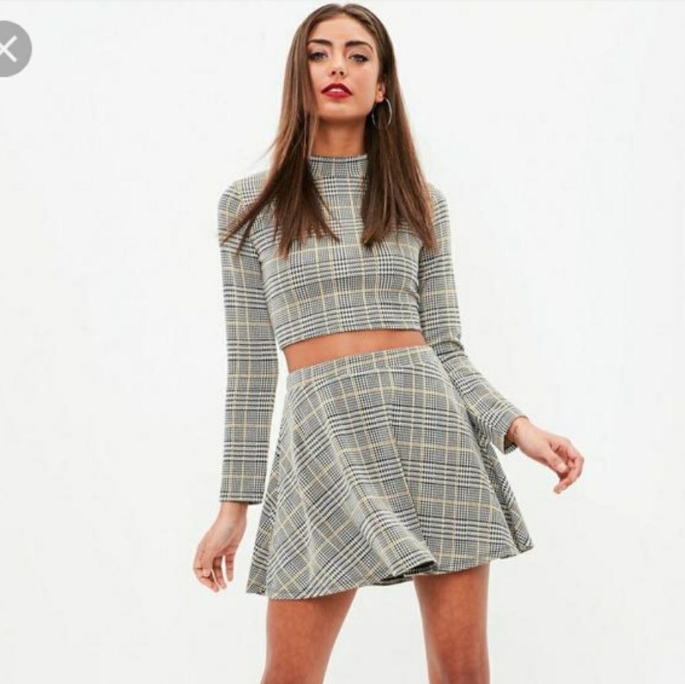Skater Skirt - Missguided Checked 2 Piece Set